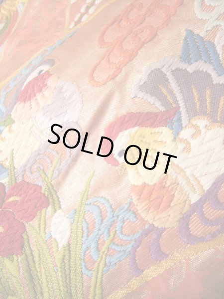 Photo23: J0219B Used Japanese Creamy Light Vermilion UCHIKAKE Wedding by Silk. Phoenix  (Grade A) (23)