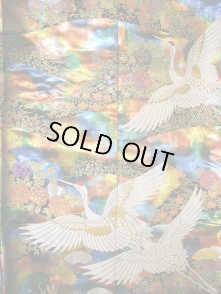 Photo6: J0219C Used Japanese   Multi Color UCHIKAKE Wedding by Silk. Crane  (Grade A+) (6)