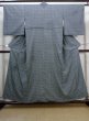 Photo1: J0222Y Used Japanese  Heather Gray KOMON dyed / Silk. Lozenges   (Grade A) (1)