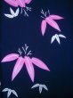 Photo4: J0520Y Used Japanese Dark  Pink YUKATA summer / Cotton. Bamboo leaf 2 (Grade B) (4)