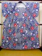 Photo2: J0617A Used Japanese Dark  Indigo Blue YUKATA summer / Cotton. KIKYO Japanese balloonflower   (Grade B) (2)