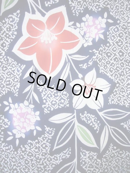 Photo3: J0617A Used Japanese Dark  Indigo Blue YUKATA summer / Cotton. KIKYO Japanese balloonflower   (Grade B) (3)