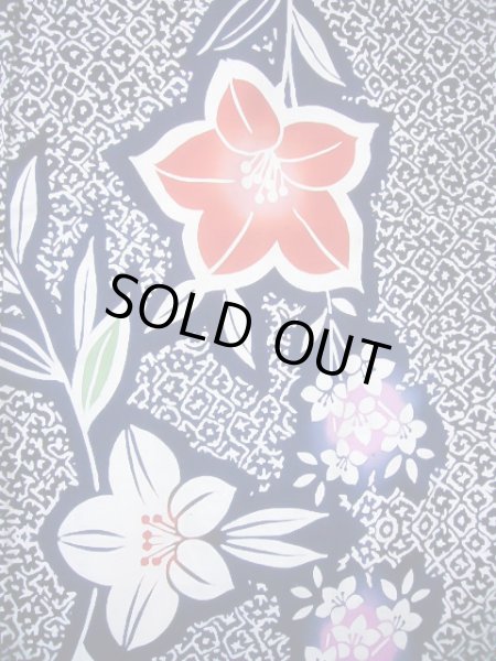 Photo4: J0617A Used Japanese Dark  Indigo Blue YUKATA summer / Cotton. KIKYO Japanese balloonflower   (Grade B) (4)