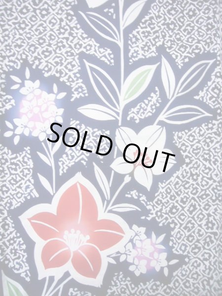 Photo5: J0617A Used Japanese Dark  Indigo Blue YUKATA summer / Cotton. KIKYO Japanese balloonflower   (Grade B) (5)