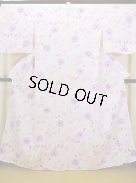 Photo2: J0617Q Used Japanese Sweet  Pink YUKATA summer / Cotton. Flower  (Grade B) (2)