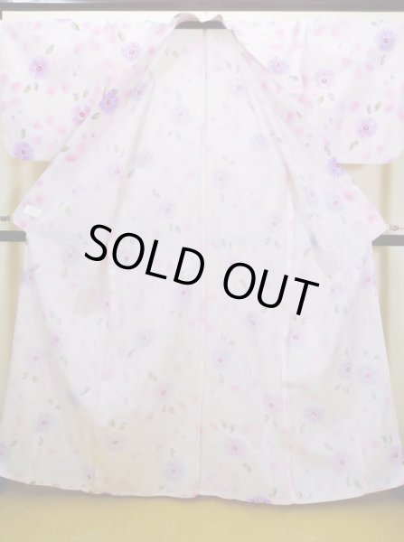 Photo3: J0617Q Used Japanese Sweet  Pink YUKATA summer / Cotton. Flower  (Grade B) (3)