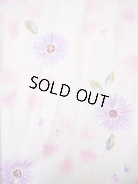 Photo5: J0617Q Used Japanese Sweet  Pink YUKATA summer / Cotton. Flower  (Grade B) (5)