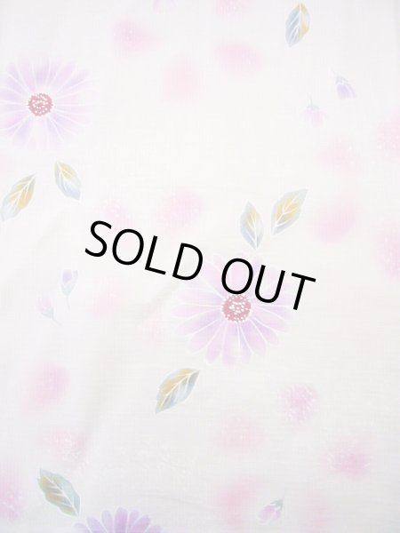 Photo1: J0617Q Used Japanese Sweet  Pink YUKATA summer / Cotton. Flower  (Grade B) (1)