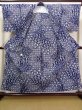 Photo2: J0702N Used Japanese Bluish  Indigo Blue YUKATA summer / Cotton. Flower  (Grade C) (2)