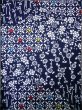 Photo5: J0702N Used Japanese Bluish  Indigo Blue YUKATA summer / Cotton. Flower  (Grade C) (5)