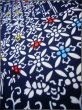 Photo8: J0702N Used Japanese Bluish  Indigo Blue YUKATA summer / Cotton. Flower  (Grade C) (8)