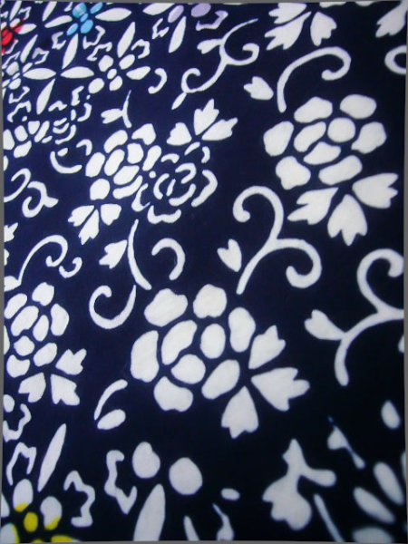 Photo9: J0702N Used Japanese Bluish  Indigo Blue YUKATA summer / Cotton. Flower  (Grade C) (9)