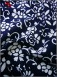 Photo11: J0702N Used Japanese Bluish  Indigo Blue YUKATA summer / Cotton. Flower  (Grade C) (11)