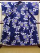 Photo2: Mint J0702P Used Japanese Bluish  Indigo Blue YUKATA summer / Cotton. Flower  (Grade A) (2)