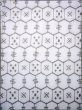 Photo3: J0702W Used Japanese Pale  White YUKATA summer / Cotton/hemp Tortoise-shell pattern― Hexagonal pattern  (Grade C) (3)