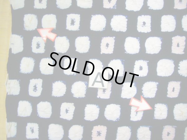 Photo12: J0710K Used Japanese   Indigo Blue YUKATA summer / Cotton. Quadrangle, Arimatsu Shibori RARE design (Grade C) (12)