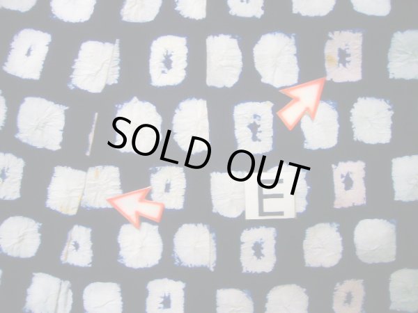 Photo16: J0710K Used Japanese   Indigo Blue YUKATA summer / Cotton. Quadrangle, Arimatsu Shibori RARE design (Grade C) (16)