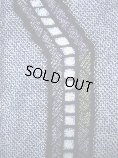 Photo4: J0710L Used Japanese   Indigo Blue YUKATA summer / Cotton. Quadrangle, Arimatsu Shibori RARE design (Grade B) (4)