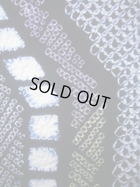 Photo6: J0710L Used Japanese   Indigo Blue YUKATA summer / Cotton. Quadrangle, Arimatsu Shibori RARE design (Grade B) (6)