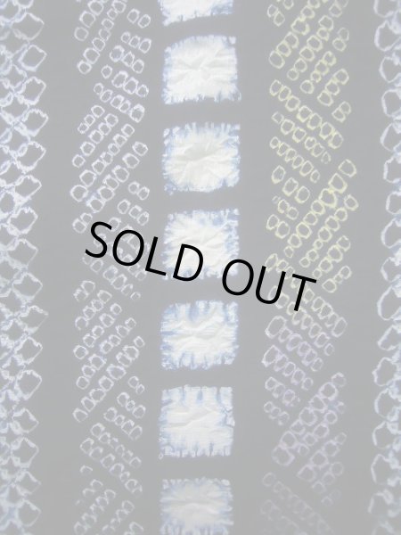 Photo7: J0710L Used Japanese   Indigo Blue YUKATA summer / Cotton. Quadrangle, Arimatsu Shibori RARE design (Grade B) (7)