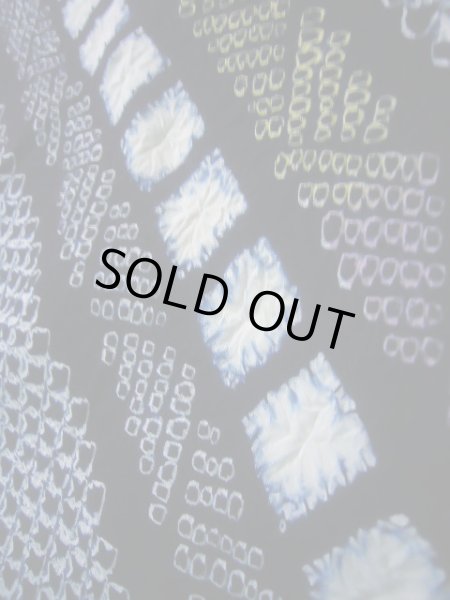 Photo9: J0710L Used Japanese   Indigo Blue YUKATA summer / Cotton. Quadrangle, Arimatsu Shibori RARE design (Grade B) (9)