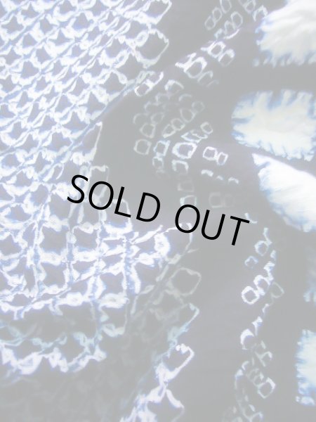 Photo10: J0710L Used Japanese   Indigo Blue YUKATA summer / Cotton. Quadrangle, Arimatsu Shibori RARE design (Grade B) (10)