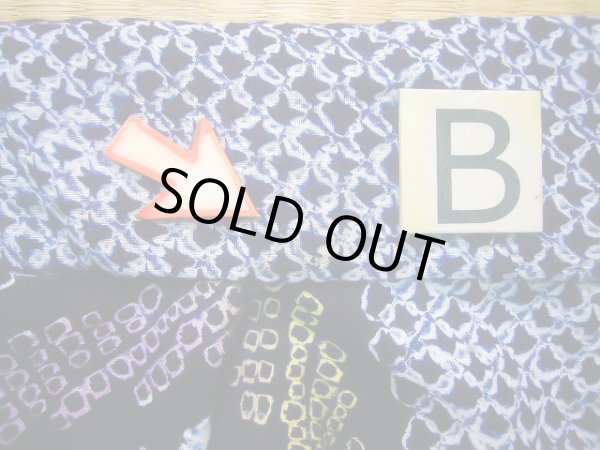 Photo14: J0710L Used Japanese   Indigo Blue YUKATA summer / Cotton. Quadrangle, Arimatsu Shibori RARE design (Grade B) (14)