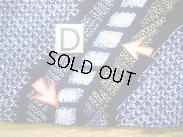 Photo16: J0710L Used Japanese   Indigo Blue YUKATA summer / Cotton. Quadrangle, Arimatsu Shibori RARE design (Grade B) (16)
