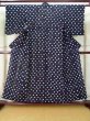 Photo1: J0710P Used Japanese  Dark Indigo Blue YUKATA summer / Cotton. Dot, Arimatsu Shibori (Grade C) (1)