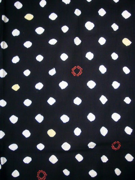 Photo3: J0710P Used Japanese  Dark Indigo Blue YUKATA summer / Cotton. Dot, Arimatsu Shibori (Grade C) (3)