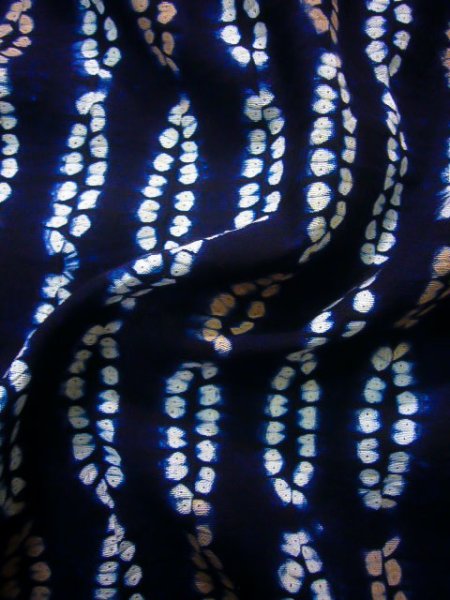 Photo10: Mint J0710Q Used Japanese   Indigo Blue YUKATA summer / Cotton. Abstract pattern, Arimatsu Shibori (Grade A) (10)