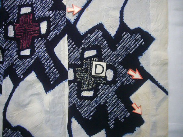 Photo16: J0710R Used Japanese   Indigo Blue YUKATA summer / Cotton. Abstract pattern, Arimatsu Shibori (Grade D) (16)