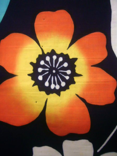 Photo6: J0710X Used Japanese  Deep Indigo Blue YUKATA summer / Cotton. Flower, 1960's (Grade B) (6)