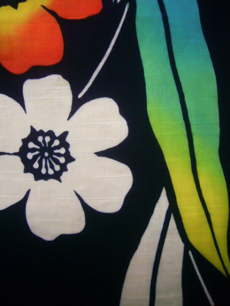 Photo7: J0710X Used Japanese  Deep Indigo Blue YUKATA summer / Cotton. Flower, 1960's (Grade B) (7)