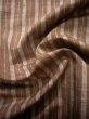 Photo9: J0715H Used Japanese Pale  Brown TSUMUGI pongee / Silk. Stripes  (Grade B) (9)