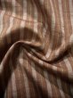 Photo10: J0715H Used Japanese Pale  Brown TSUMUGI pongee / Silk. Stripes  (Grade B) (10)