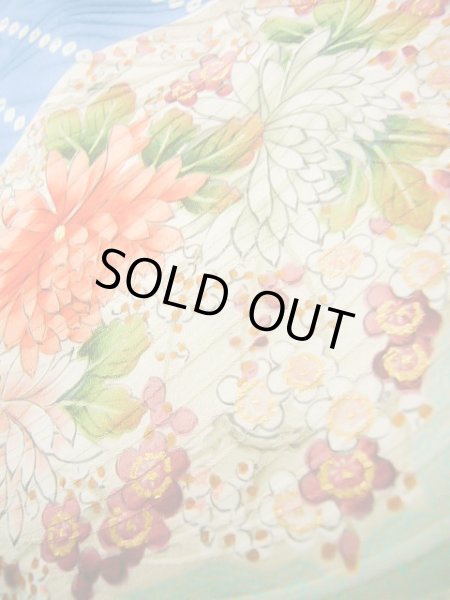 Photo18: Mint J0715O Used Japanese Shiny  Pale Blue KOMON dyed / Silk. Peony, Chiso/Takashimaya/Hand drawn Yuzen (Grade A) (18)