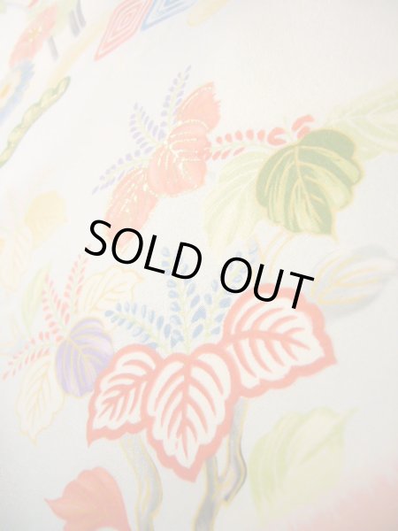 Photo11: J0715S Used Japanese Light  Off White FURISODE long-sleeved / Silk. Flower  (Grade B) (11)