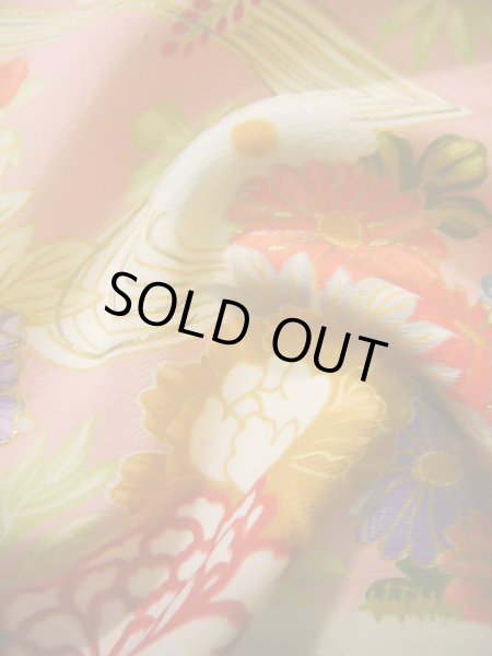 Photo13: J0715S Used Japanese Light  Off White FURISODE long-sleeved / Silk. Flower  (Grade B) (13)