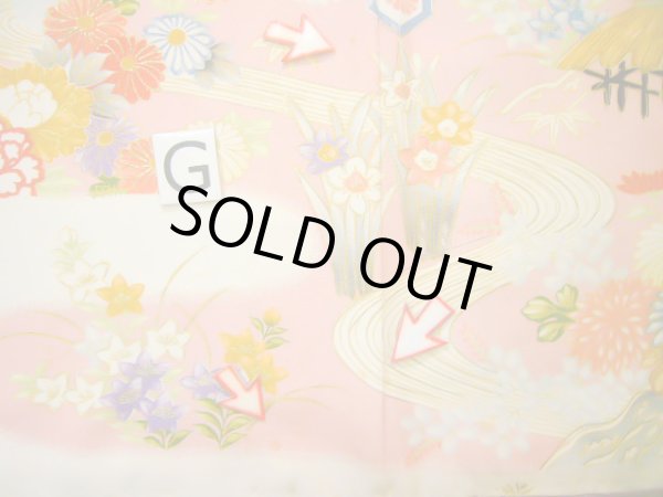 Photo23: J0715S Used Japanese Light  Off White FURISODE long-sleeved / Silk. Flower  (Grade B) (23)