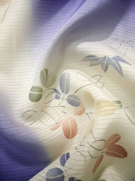 Photo9: J0715Z Used Japanese Pale  Cream KOMON dyed / Silk. Flower, Hand drawn (Grade D) (9)