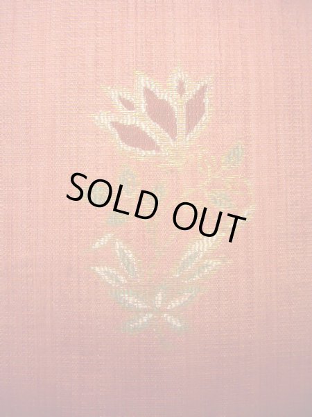 Photo7: Mint J0918J Vintage Japanese Kimono Pale  Coral FUKURO OBI sash Flower Silk.  (Grade A) (7)