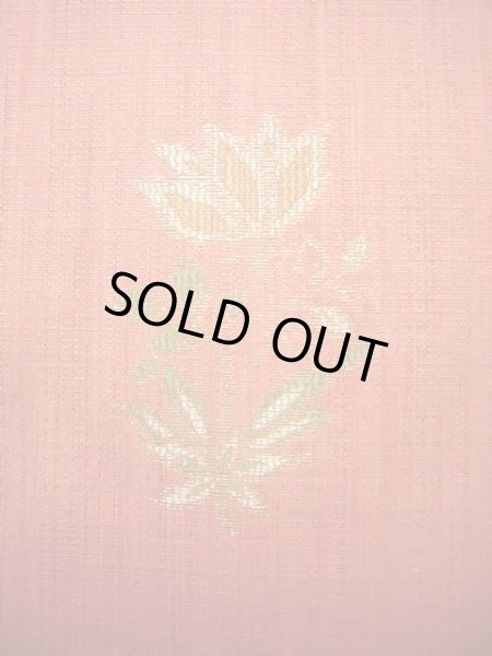 Photo8: Mint J0918J Vintage Japanese Kimono Pale  Coral FUKURO OBI sash Flower Silk.  (Grade A) (8)