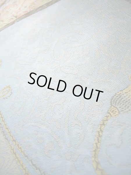 Photo15: Mint J0918M Vintage Japanese Kimono Smoky  Pale Blue FUKURO OBI sash UME plum bloom Silk.  (Grade A) (15)