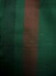 Photo6: J0926B Used Japanese Deep  Green TSUMUGI pongee / Silk. Stripes   (Grade C) (6)