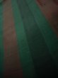 Photo7: J0926B Used Japanese Deep  Green TSUMUGI pongee / Silk. Stripes   (Grade C) (7)