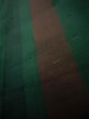 Photo8: J0926B Used Japanese Deep  Green TSUMUGI pongee / Silk. Stripes   (Grade C) (8)