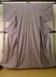 Photo1: J0926F Used Japanese Heather  Beige TSUMUGI pongee / Silk. Stripes   (Grade C) (1)