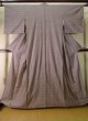 Photo1: J0926F Used Japanese Heather  Beige TSUMUGI pongee / Silk. Stripes   (Grade C) (1)