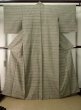 Photo1: J0926N Used Japanese Pale  Green TSUMUGI pongee / Silk. Line   (Grade B) (1)